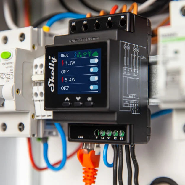 SHELLY PRO 4PM Spínací modul na DIN lištu SHELLY PRO 4PM Spínací modul na DIN lištu